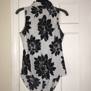 Gray and Black flower Blouse